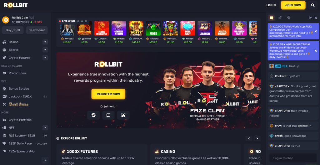 Bitcoin Casinos Rollbit