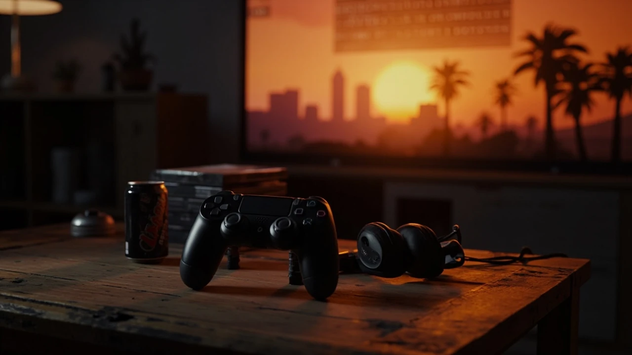 Hands typing cheat words on an on-screen keyboard while a PS4 controller rests on a coffee table
